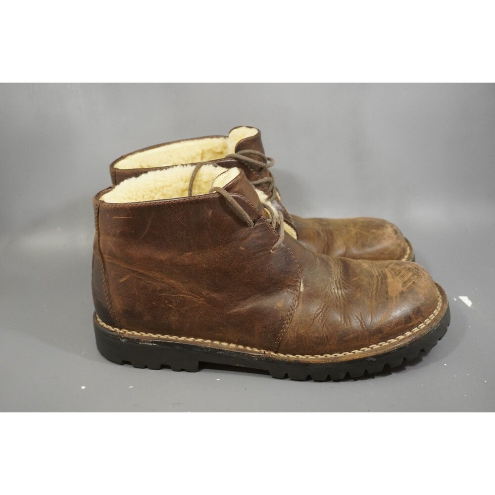 UGG Leighton Chukka Boots Mens Sz 10 Chocolate Brown Leather 5312 Desert Shoes